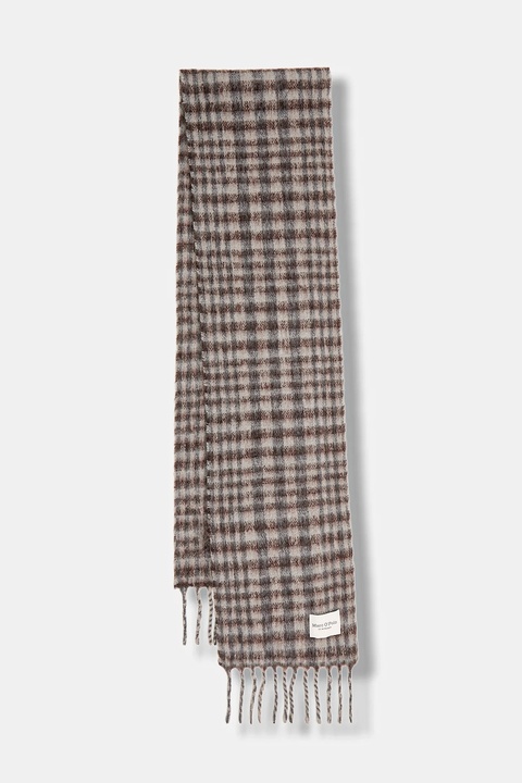 Marc O'Polo szalik z dodatkiem wełny damski kolor brązowy wzorzysty 510811302225 - zdjęcie produktu nr 1