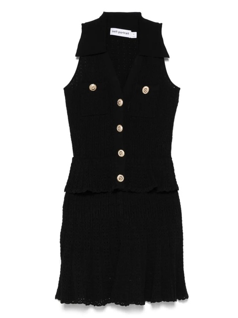 Self-Portrait pointelle-knit dress - Black - zdjęcie produktu nr 1