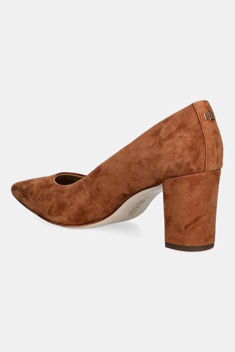 Lauren Ralph Lauren czółenka zamszowe Lanette Blkh kolor brązowy na słupku 802967743002 - zdjęcie produktu nr 2