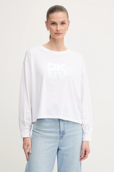 Dkny longsleeve bawełniany kolor biały DJ5T1488 - zdjęcie produktu nr 1
