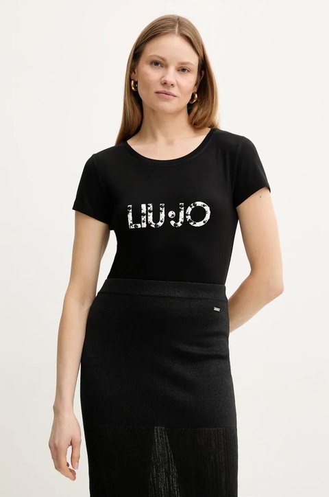 Liu Jo t-shirt damski kolor czarny VA5156.JS360 - zdjęcie produktu nr 1