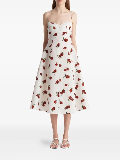 KHAITE Isabella floral-print midi dress - Neutrals - zdjęcie produktu nr 2