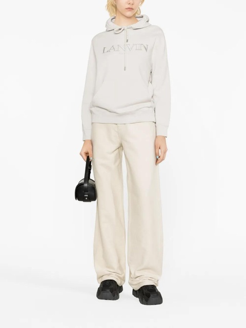 Lanvin logo-embroidered cotton hoodie - Neutrals - zdjęcie produktu nr 2