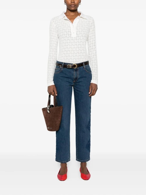 PINKO lace-panel polo bodysuit - White - zdjęcie produktu nr 1