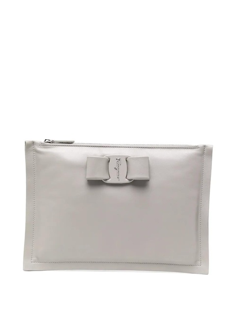 Ferragamo logo-plaque clutch bag - Grey - zdjęcie produktu nr 1