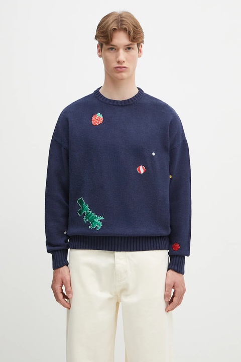 Fiorucci sweter z domieszką wełny Multipatch Dinosaur kolor granatowy ciepły M02SPKSW255KN01BL05 - zdjęcie produktu nr 1