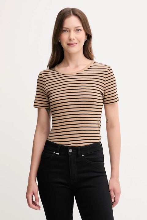 United Colors of Benetton t-shirt bawełniany damski kolor brązowy 30YSE16A0 - zdjęcie produktu nr 1