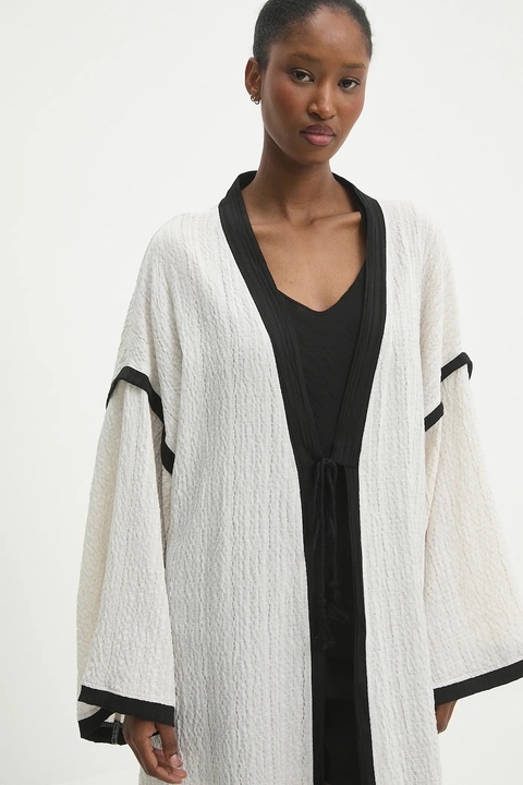 Answear Lab kimono kolor biały niezapinana gładka - zdjęcie produktu nr 2