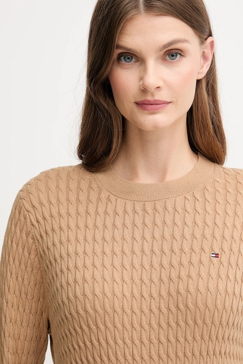 Tommy Hilfiger sweter bawełniany kolor zielony lekki WW0WW44993 - zdjęcie produktu nr 2