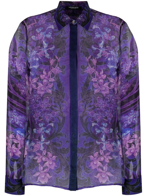 Versace floral-print silk blouse - Black - zdjęcie produktu nr 2