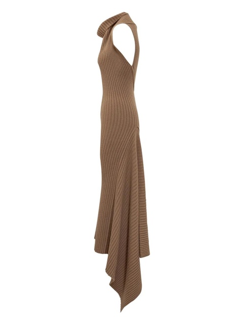 Victoria Beckham ribbed draped dress - Brown - zdjęcie produktu nr 1