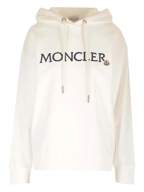 Moncler logo-embroidered cotton hoodie - White - zdjęcie produktu nr 1