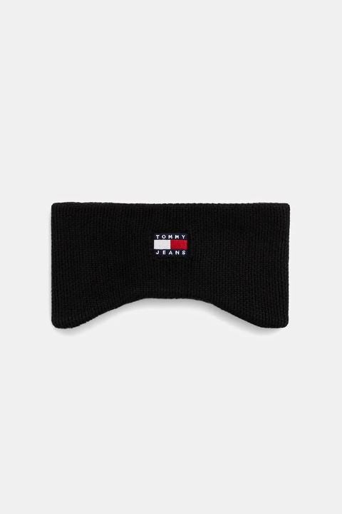 Tommy Jeans opaska na głowę bawełniana kolor czarny AW0AW17898 - zdjęcie produktu nr 1