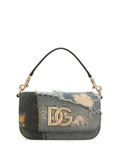 Dolce & Gabbana logo plaque patchwork denim cross body bag - Blue - zdjęcie produktu nr 1