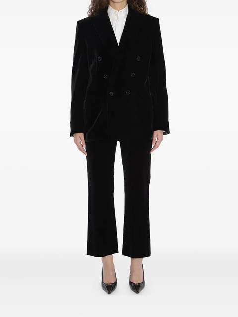 Saint Laurent Cassandre double-breasted velvet jacket - 1000|Black - zdjęcie produktu nr 2
