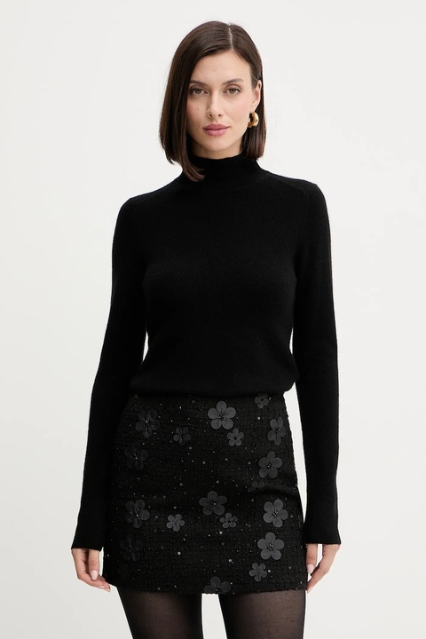 Marella sweter wełniany damski kolor czarny z półgolfem 2523366254200 - zdjęcie produktu nr 1