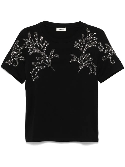 SANDRO bead-embellished T-shirt - Black - zdjęcie produktu nr 1