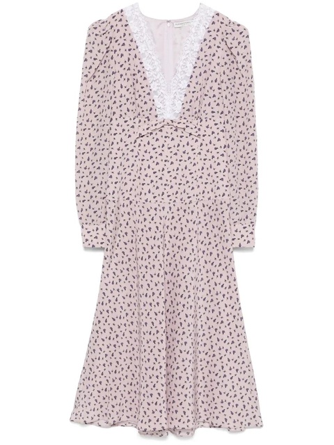 Alessandra Rich rose-print midi dress - Purple - zdjęcie produktu nr 1