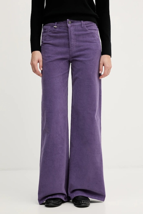 United Colors of Benetton spodnie damskie kolor fioletowy szerokie high waist 41ULDE029 - zdjęcie produktu nr 1