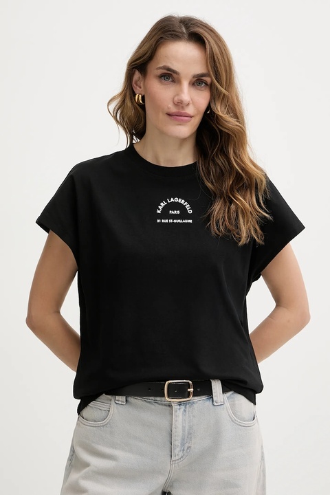 Karl Lagerfeld t-shirt bawełniany damski kolor czarny B1W17032 - zdjęcie produktu nr 1