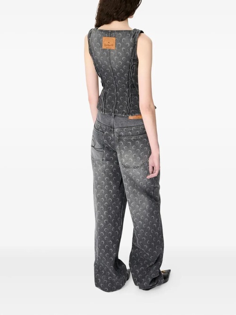 Marine Serre Moon denim bustier top - Grey - zdjęcie produktu nr 2