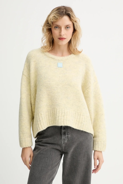 American Vintage sweter z dodatkiem wełny damski kolor żółty ciepły EAST18VM - zdjęcie produktu nr 1