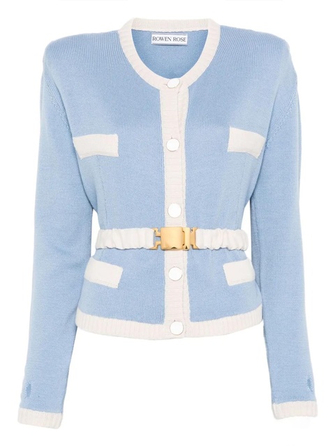 Rowen Rose two-tone belted cardigan - Blue - zdjęcie produktu nr 1