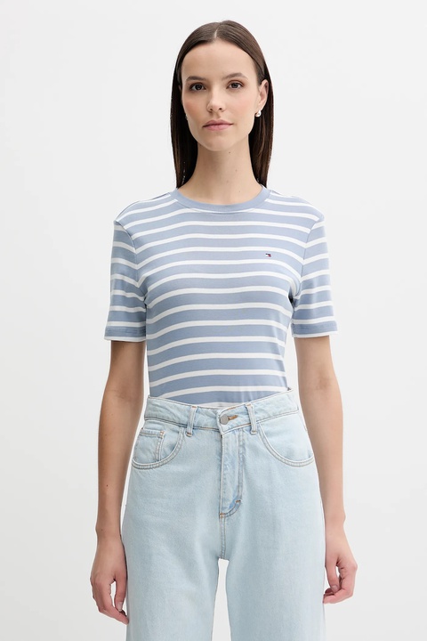 Tommy Hilfiger t-shirt bawełniany damski kolor niebieski WW0WW40587 - zdjęcie produktu nr 1