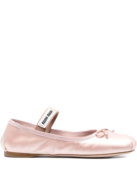 Miu Miu elasticated bow-detail ballet flats - Pink - zdjęcie produktu nr 1