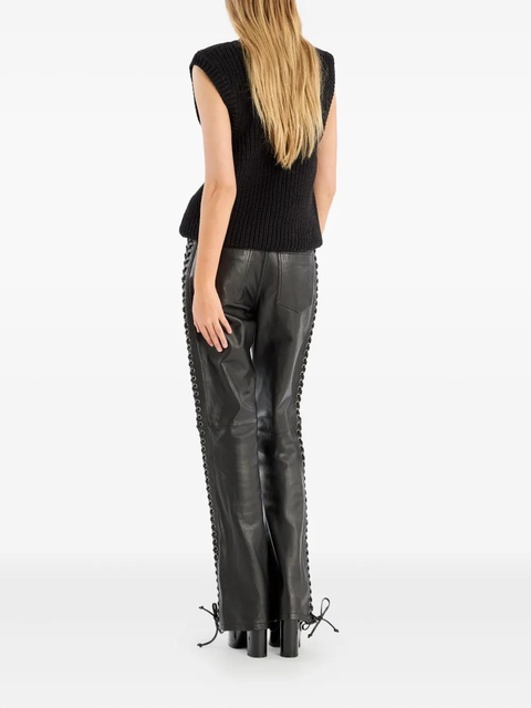 ROTATE BIRGER CHRISTENSEN laced leather trousers - Black - zdjęcie produktu nr 2