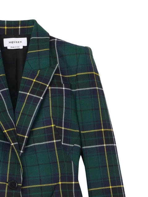 Alexander McQueen peak-lapel tartan-plaid blazer - Green - zdjęcie produktu nr 2