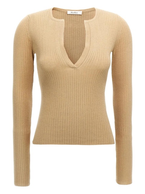 Max Mara ribbed v-neck sweater - Neutrals - zdjęcie produktu nr 1