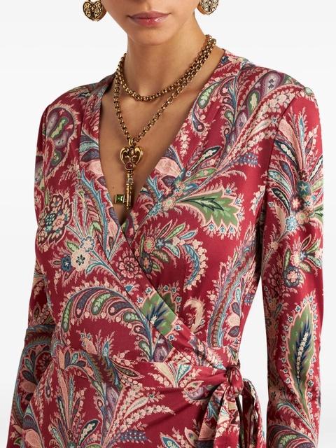 ETRO paisley-print wrap midi dress - Red - zdjęcie produktu nr 2