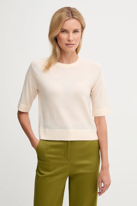 United Colors of Benetton sweter wełniany damskie kolor beżowy lekki 11AHD10E6 - zdjęcie produktu nr 1