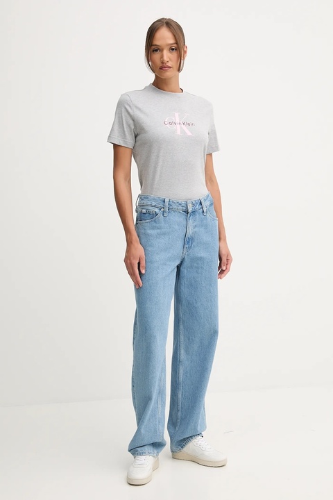 Calvin Klein Jeans t-shirt bawełniany damski kolor szary LV047B865G - zdjęcie produktu nr 2