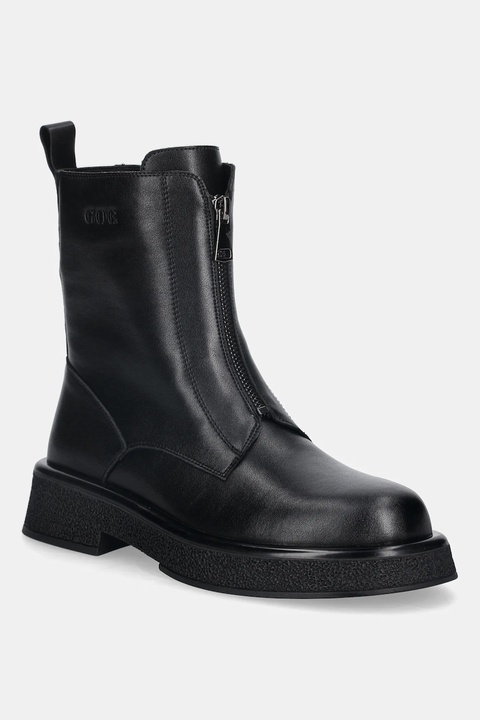 GOE botki skórzane damskie kolor czarny na płaskim obcasie SS2N4145 BLACK - zdjęcie produktu nr 1
