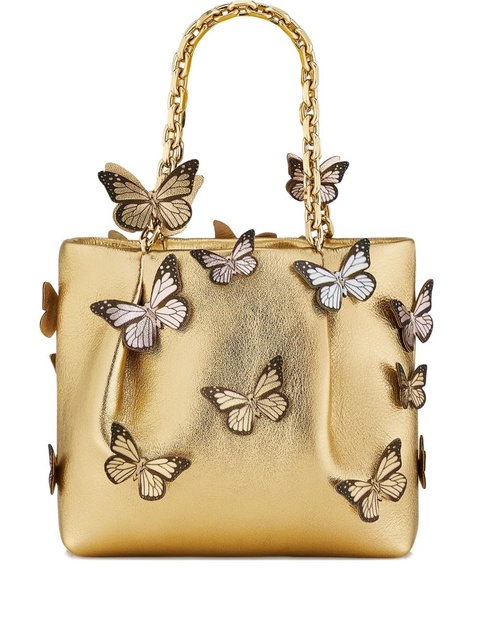 Aquazzura Papillon butterfly-embellished chain tote bag - Yellow - zdjęcie produktu nr 1