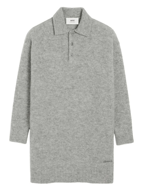 AMI Paris polo-collar knitted dress - Grey - zdjęcie produktu nr 1