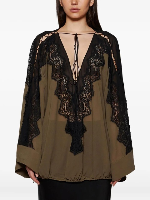 Christopher Esber lace-paneled tunic - Brown - zdjęcie produktu nr 1