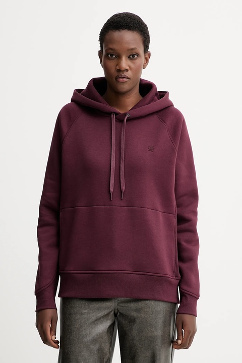 G-Star Raw bluza damska kolor bordowy z kapturem gładka D21255-C235 - zdjęcie produktu nr 1