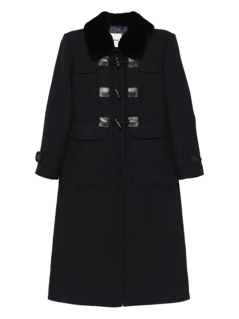 SANDRO toggle-fastening faux-fur collar coat - Black - zdjęcie produktu nr 1