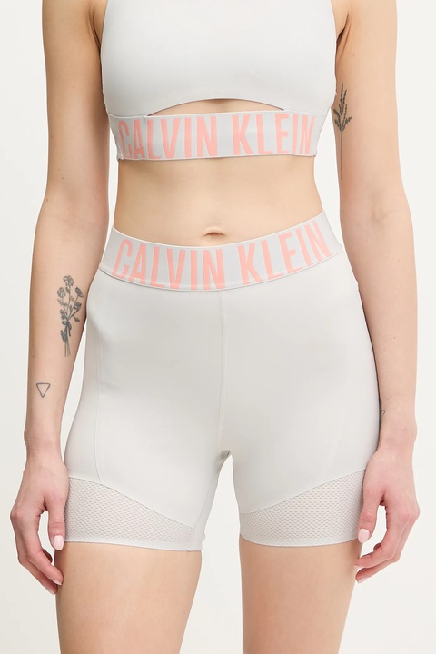 Calvin Klein Performance szorty treningowe damskie kolor szary z nadrukiem high waist LVGWS5L704 - zdjęcie produktu nr 1