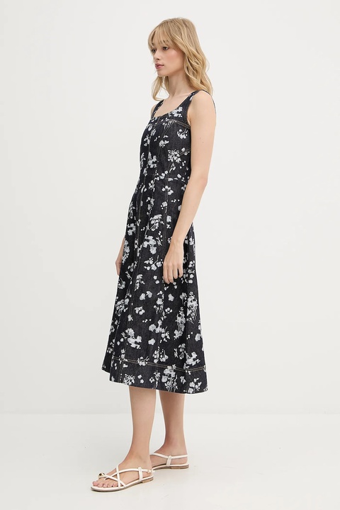 Karl Lagerfeld sukienka jeansowa kolor granatowy midi rozkloszowana A3W13004 - zdjęcie produktu nr 2