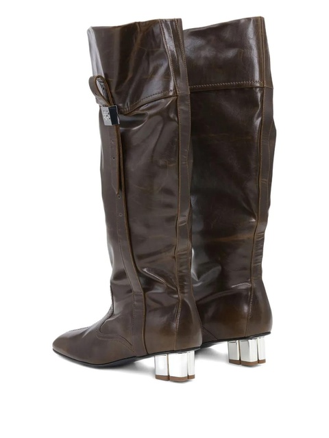 GANNI slouched knee-high leather boots - Green - zdjęcie produktu nr 2