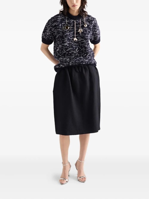 Prada bow-detailed frayed-edge midi skirt - Blue - zdjęcie produktu nr 2