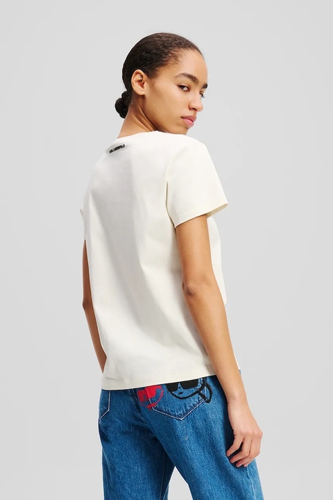 Karl Lagerfeld t-shirt bawełniany damski kolor beżowy A2W17114 - zdjęcie produktu nr 1