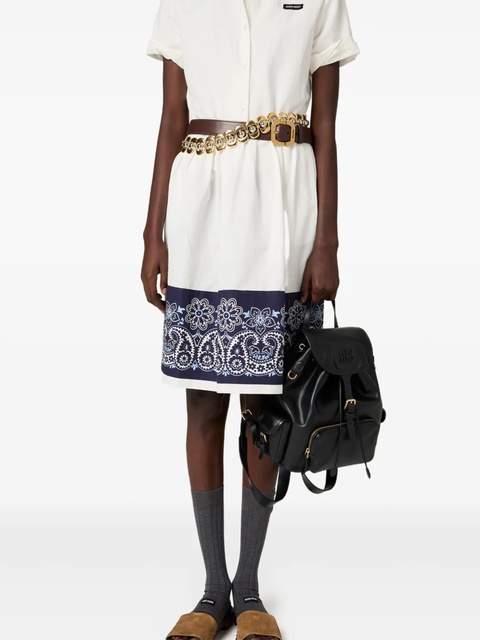 Miu Miu bandana-print poplin midi dress - White - zdjęcie produktu nr 2