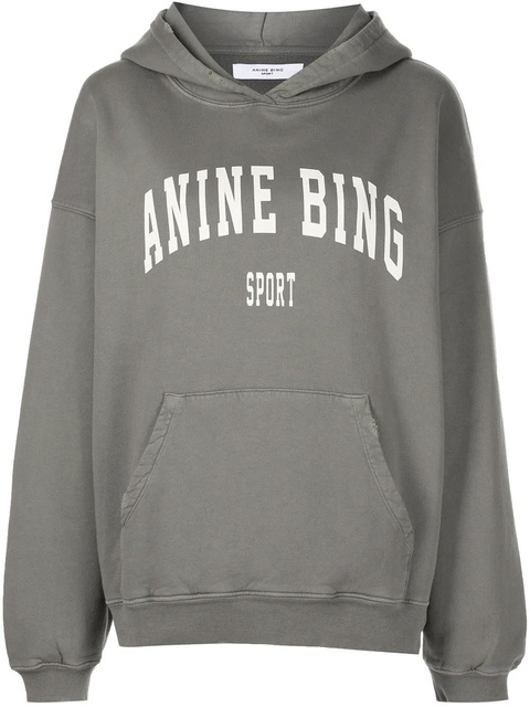 ANINE BING harvey combed-cotton hoodie - Grey - zdjęcie produktu nr 1