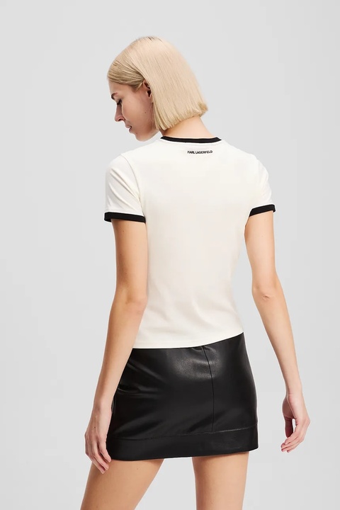 Karl Lagerfeld t-shirt bawełniany damski kolor beżowy A3W17078 - zdjęcie produktu nr 2