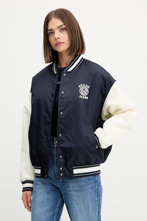 Guess Jeans kurtka bomber kolor granatowy przejściowa W5YL15 WHAA2 - zdjęcie produktu nr 1